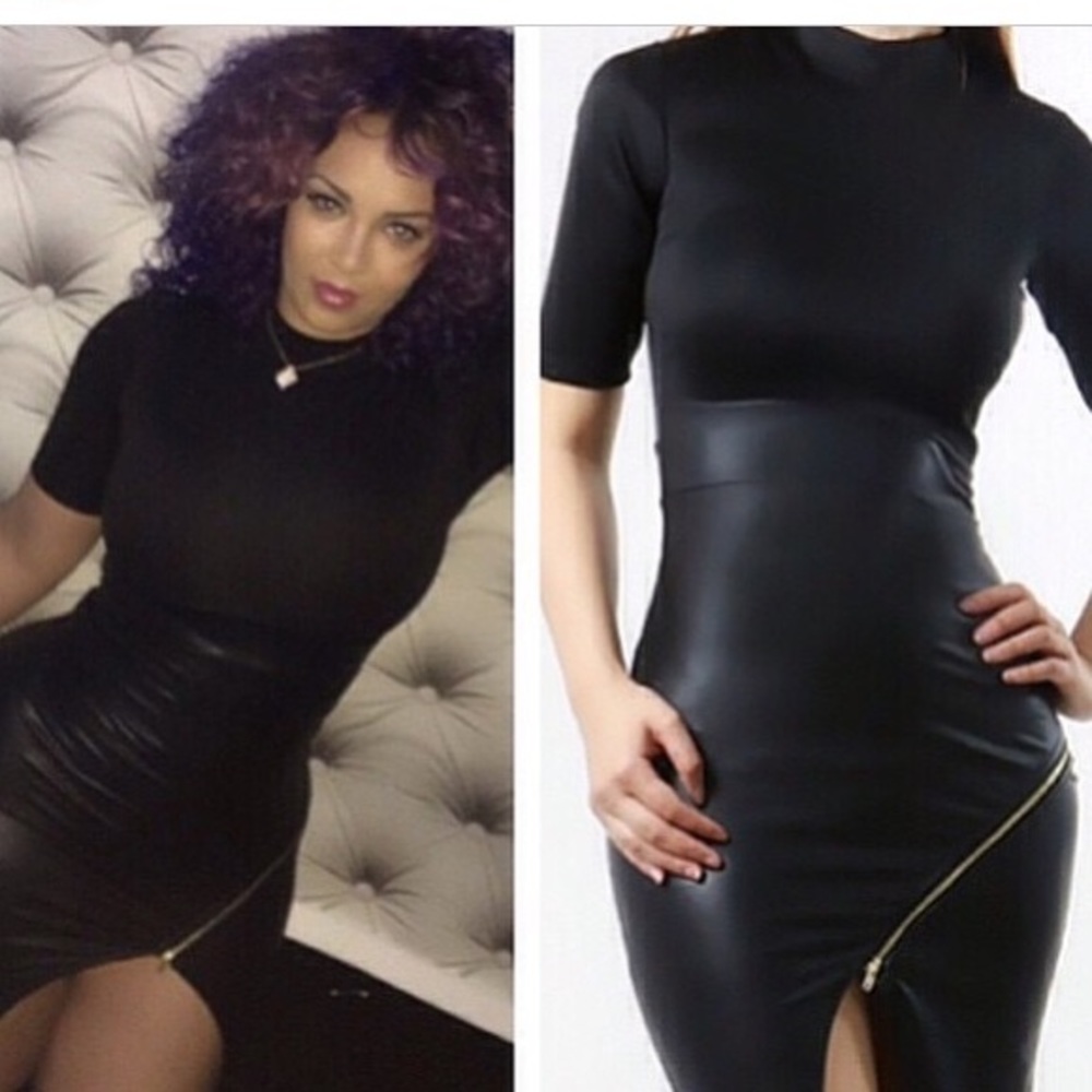 PU faux leather bodycon dress with zippers